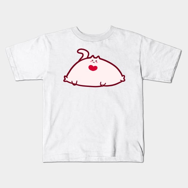 Cute Fluffy Fat Cat Kids T-Shirt by saradaboru